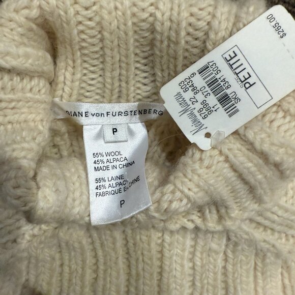 NWT Diane Von Furstenberg Cream Sleeveless Turtleneck Sweater - Picture 2 of 2
